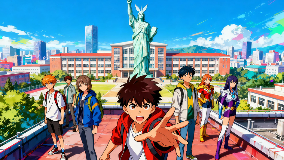 我的英雄学院 风格原创英雄校园海报