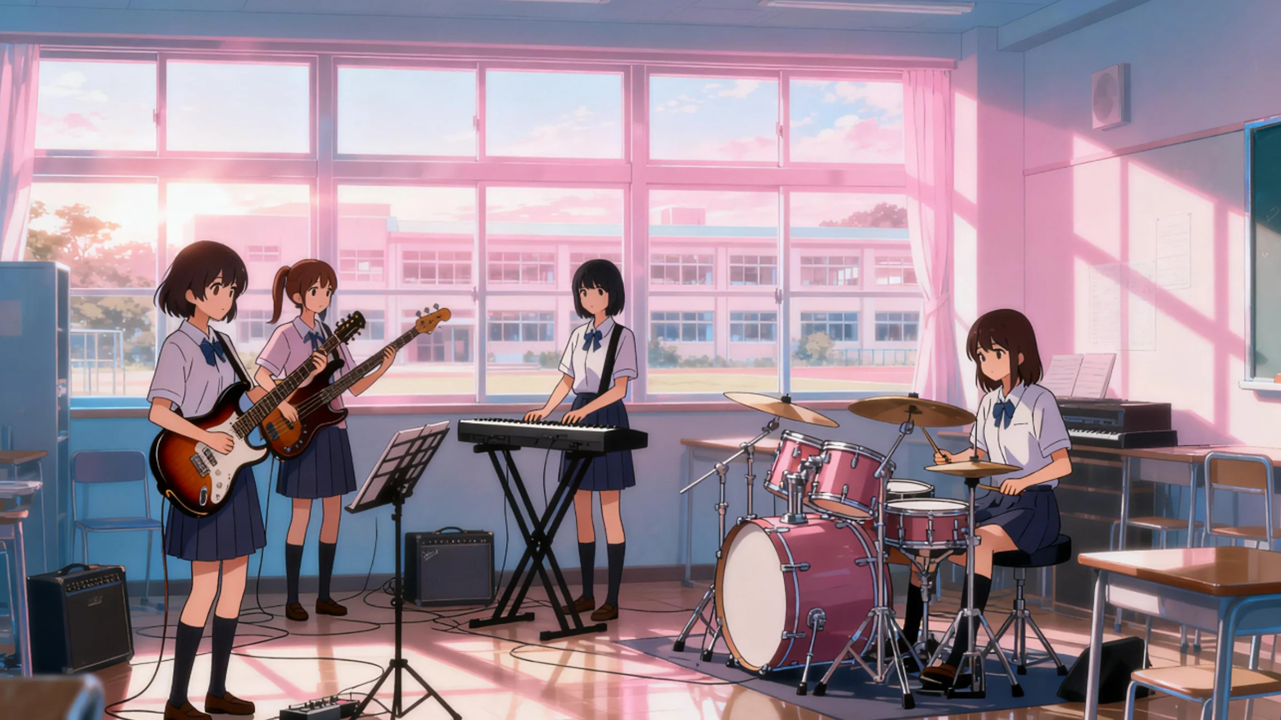 轻音少女 风格原创校园乐队海报