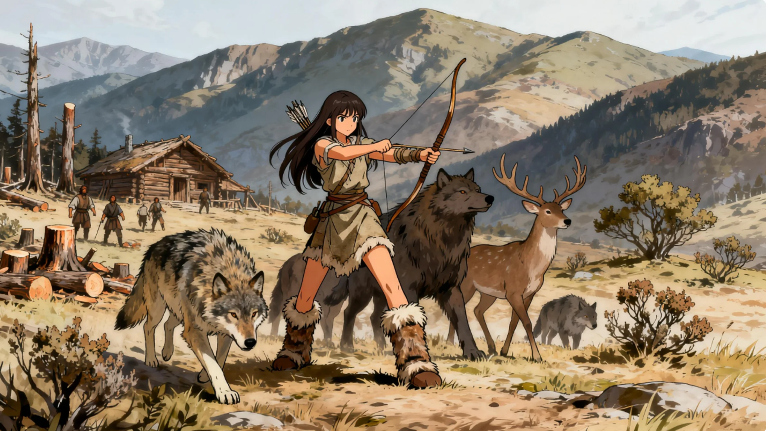 原创动漫《荒野之姬》，骑在白狼背上的面具少女冲向战火森林